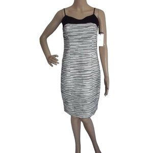 W by Worth Dress Sz 0 New York Optic White & Black Tweed Sleeveless Sheath lace
